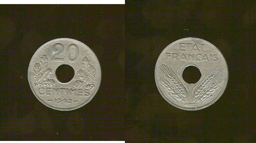 20 centimes État français 1942 SPL+